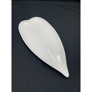 Vintage Asa Selection Germany Dish White Serving Plate Trinket Dish Leaf Design